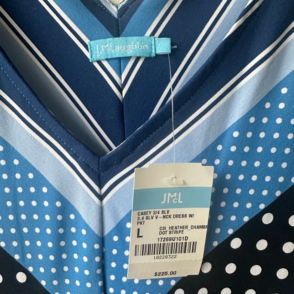 J.McLaughlin Blue and Black V-Neck Dress